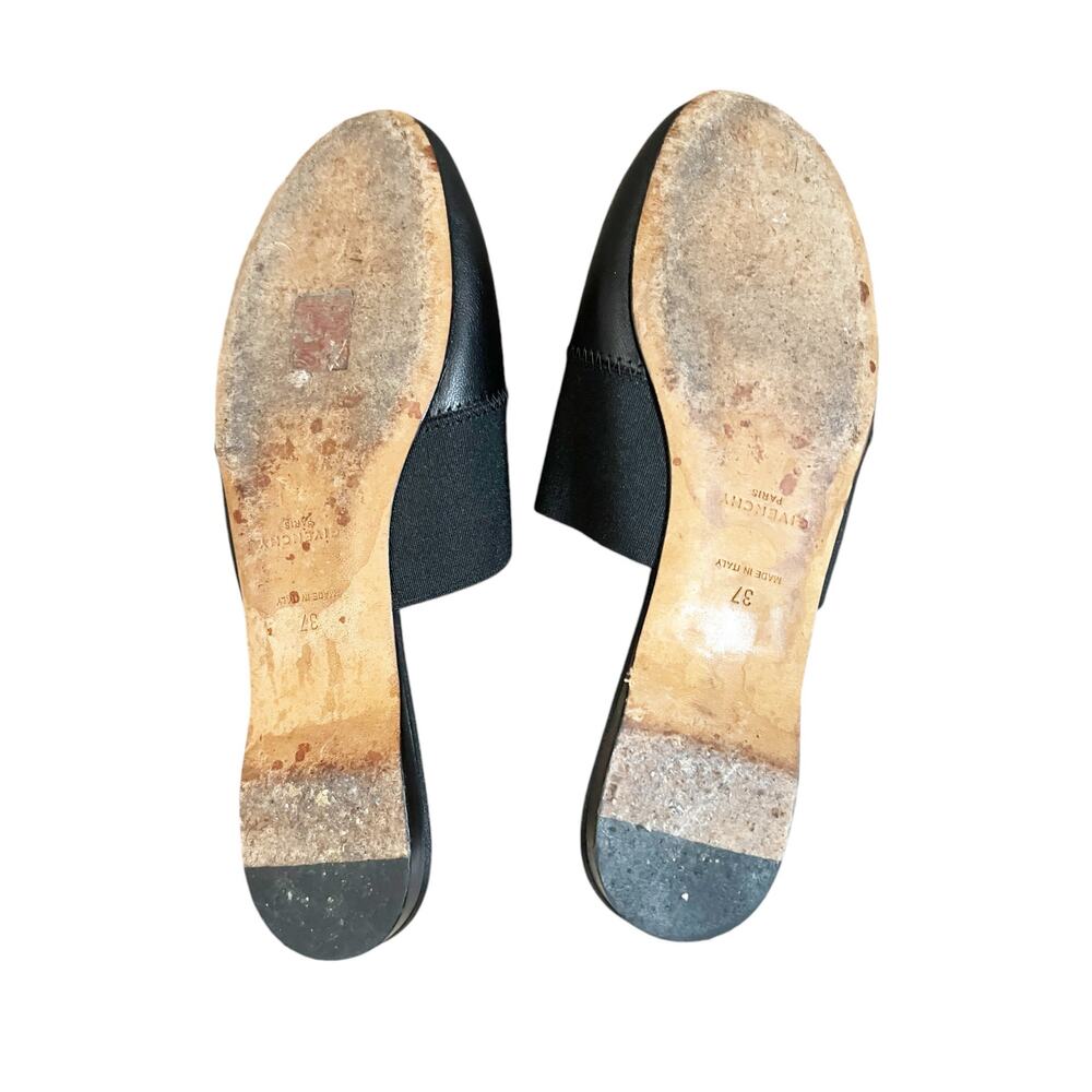 Givenchy Bedford Black Logo Print Leather Slip On Mules Size 6.5 - Picture 9 of 12